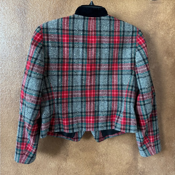 Vintage Pendleton Tartan Plaid & Velvet Wool Blazer Suit Jacket Size 8 - Picture 2 of 5